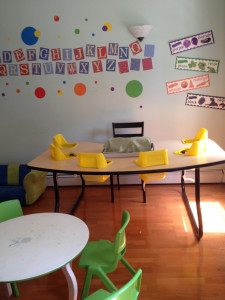 separate eating and play areas in a day care in Astoria